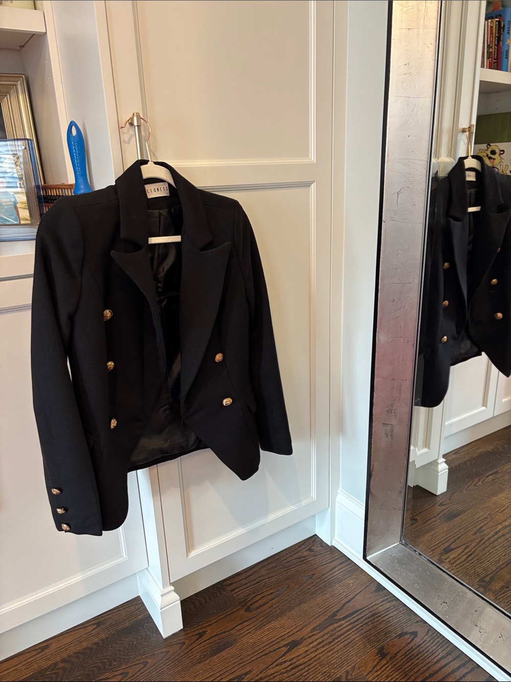 Lioness Black Double-Breasted Blazer with Gold Buttons